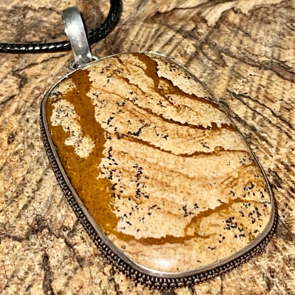 Earthy Picture Jasper Pendant 2 1/4” - Picture 10 of 13